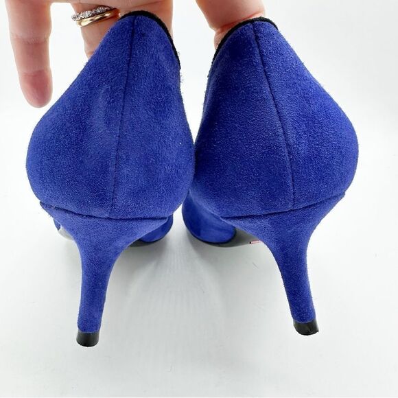 Isaac Mizrahi New York Joy Cobalt Blue Suede Pump Kitten Heel Pointed Toe Sz 7.5 - Picture 7 of 13
